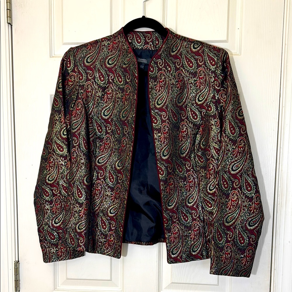 NWOT Women’s Black Metallic Party Jacket Size 8 Medium